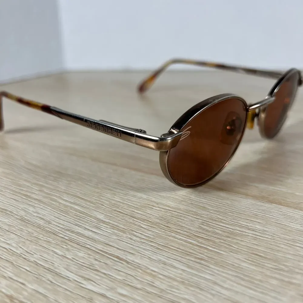 Vintage Serengeti 6412 Sunglasses Red Tinted Lenses Japan Oval Metal